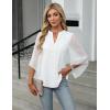 imageBlooming Jelly Womens Business Casual Tops Loose Fit Dressy Blouses 34 Length Sleeve Trendy Shirts 2025 OutfitsWhite