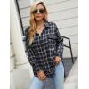 imageBlooming Jelly Womens Button Down Flannel Shirts Plaid Shacket Long Sleeve Collared Business Casual Tops Work BlousesBlack Plaid