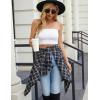 imageBlooming Jelly Womens Button Down Flannel Shirts Plaid Shacket Long Sleeve Collared Business Casual Tops Work BlousesBlack Plaid