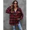 imageBlooming Jelly Womens Button Down Flannel Shirts Plaid Shacket Long Sleeve Collared Business Casual Tops Work BlousesBlack and Red Plaid
