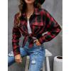 imageBlooming Jelly Womens Button Down Flannel Shirts Plaid Shacket Long Sleeve Collared Business Casual Tops Work BlousesBlack and Red Plaid
