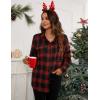 imageBlooming Jelly Womens Button Down Flannel Shirts Plaid Shacket Long Sleeve Collared Business Casual Tops Work BlousesBlack and Red Plaid