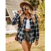 imageBlooming Jelly Womens Button Down Flannel Shirts Plaid Shacket Long Sleeve Collared Business Casual Tops Work BlousesBlack and White Plaid