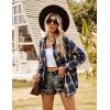 imageBlooming Jelly Womens Button Down Flannel Shirts Plaid Shacket Long Sleeve Collared Business Casual Tops Work BlousesBlue Plaid