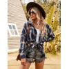 imageBlooming Jelly Womens Button Down Flannel Shirts Plaid Shacket Long Sleeve Collared Business Casual Tops Work BlousesBlue Plaid