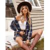 imageBlooming Jelly Womens Button Down Flannel Shirts Plaid Shacket Long Sleeve Collared Business Casual Tops Work BlousesBlue Plaid
