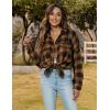 imageBlooming Jelly Womens Button Down Flannel Shirts Plaid Shacket Long Sleeve Collared Business Casual Tops Work BlousesBrown Plaid