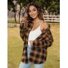 imageBlooming Jelly Womens Button Down Flannel Shirts Plaid Shacket Long Sleeve Collared Business Casual Tops Work BlousesBrown Plaid