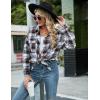 imageBlooming Jelly Womens Button Down Flannel Shirts Plaid Shacket Long Sleeve Collared Business Casual Tops Work BlousesBrown and Black Plaid