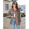 imageBlooming Jelly Womens Button Down Flannel Shirts Plaid Shacket Long Sleeve Collared Business Casual Tops Work BlousesBrown and White Plaid