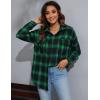 imageBlooming Jelly Womens Button Down Flannel Shirts Plaid Shacket Long Sleeve Collared Business Casual Tops Work BlousesGreen and Black Plaid