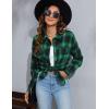 imageBlooming Jelly Womens Button Down Flannel Shirts Plaid Shacket Long Sleeve Collared Business Casual Tops Work BlousesGreen and Black Plaid
