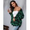 imageBlooming Jelly Womens Button Down Flannel Shirts Plaid Shacket Long Sleeve Collared Business Casual Tops Work BlousesGreen and Black Plaid