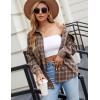 imageBlooming Jelly Womens Button Down Flannel Shirts Plaid Shacket Long Sleeve Collared Business Casual Tops Work BlousesKhaki Plaid