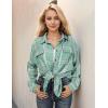 imageBlooming Jelly Womens Button Down Flannel Shirts Plaid Shacket Long Sleeve Collared Business Casual Tops Work BlousesLight Green Plaid