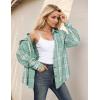 imageBlooming Jelly Womens Button Down Flannel Shirts Plaid Shacket Long Sleeve Collared Business Casual Tops Work BlousesLight Green Plaid