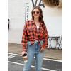 imageBlooming Jelly Womens Button Down Flannel Shirts Plaid Shacket Long Sleeve Collared Business Casual Tops Work BlousesOrange and Black Plaid