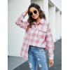 imageBlooming Jelly Womens Button Down Flannel Shirts Plaid Shacket Long Sleeve Collared Business Casual Tops Work BlousesPink Plaid