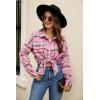 imageBlooming Jelly Womens Button Down Flannel Shirts Plaid Shacket Long Sleeve Collared Business Casual Tops Work BlousesPink and Black Plaid