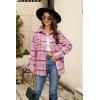 imageBlooming Jelly Womens Button Down Flannel Shirts Plaid Shacket Long Sleeve Collared Business Casual Tops Work BlousesPink and Black Plaid