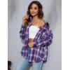 imageBlooming Jelly Womens Button Down Flannel Shirts Plaid Shacket Long Sleeve Collared Business Casual Tops Work BlousesPurple Plaid