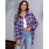 imageBlooming Jelly Womens Button Down Flannel Shirts Plaid Shacket Long Sleeve Collared Business Casual Tops Work BlousesPurple Plaid