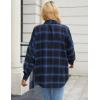 imageBlooming Jelly Womens Button Down Flannel Shirts Plaid Shacket Long Sleeve Collared Business Casual Tops Work BlousesRoyal Blue Plaid