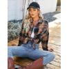 imageBlooming Jelly Womens Button Down Flannel Shirts Plaid Shacket Long Sleeve Collared Business Casual Tops Work BlousesSandy Brown and Black Plaid