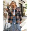 imageBlooming Jelly Womens Button Down Flannel Shirts Plaid Shacket Long Sleeve Collared Business Casual Tops Work BlousesSandy Brown and Black Plaid