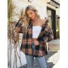 imageBlooming Jelly Womens Button Down Flannel Shirts Plaid Shacket Long Sleeve Collared Business Casual Tops Work BlousesSandy Brown and Black Plaid