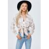 imageBlooming Jelly Womens Button Down Flannel Shirts Plaid Shacket Long Sleeve Collared Business Casual Tops Work BlousesWhite and Khaki Plaid