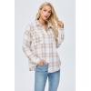 imageBlooming Jelly Womens Button Down Flannel Shirts Plaid Shacket Long Sleeve Collared Business Casual Tops Work BlousesWhite and Khaki Plaid