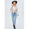 imageBlooming Jelly Womens Button Down Flannel Shirts Plaid Shacket Long Sleeve Collared Business Casual Tops Work BlousesWhite and Khaki Plaid