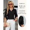 imageBlooming Jelly Womens Button Down Shirt 34 Sleeve Collared Pleated Business Casual Tops Ladies Trendy Summer Work BlouseBlack