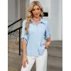imageBlooming Jelly Womens Button Down Shirt 34 Sleeve Collared Pleated Business Casual Tops Ladies Trendy Summer Work BlouseLight Blue