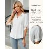 imageBlooming Jelly Womens Button Down Shirt 34 Sleeve Collared Pleated Business Casual Tops Ladies Trendy Summer Work BlouseWhite