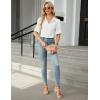 imageBlooming Jelly Womens Button Down Shirt 34 Sleeve Collared Pleated Business Casual Tops Ladies Trendy Summer Work BlouseWhite