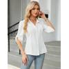 imageBlooming Jelly Womens Button Down Shirt 34 Sleeve Collared Pleated Business Casual Tops Ladies Trendy Summer Work BlouseWhite