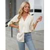 imageBlooming Jelly Womens Button Down Shirts 34 Sleeve Dressy Casual Tops Pleated Satin Silk Business Blouses 2025Apricot