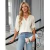 imageBlooming Jelly Womens Button Down Shirts 34 Sleeve Dressy Casual Tops Pleated Satin Silk Business Blouses 2025Apricot
