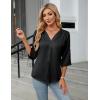 imageBlooming Jelly Womens Button Down Shirts 34 Sleeve Dressy Casual Tops Pleated Satin Silk Business Blouses 2025Black