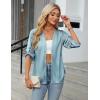 imageBlooming Jelly Womens Button Down Shirts 34 Sleeve Dressy Casual Tops Pleated Satin Silk Business Blouses 2025Turquoise