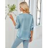 imageBlooming Jelly Womens Button Down Shirts 34 Sleeve Dressy Casual Tops Pleated Satin Silk Business Blouses 2025Turquoise