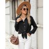 imageBlooming Jelly Womens Button Down Shirts Linen Long Sleeve Tops Business Casual Outfits Fall Pleated Trendy BlousesBlack