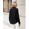 imageBlooming Jelly Womens Button Down Shirts Linen Long Sleeve Tops Business Casual Outfits Fall Pleated Trendy BlousesBlack