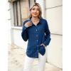imageBlooming Jelly Womens Button Down Shirts Linen Long Sleeve Tops Business Casual Outfits Fall Pleated Trendy BlousesBlue