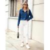 imageBlooming Jelly Womens Button Down Shirts Linen Long Sleeve Tops Business Casual Outfits Fall Pleated Trendy BlousesBlue