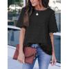 imageBlooming Jelly Womens Chiffon Blouse Summer Casual Round Neck Short Sleeve Pom Pom Shirts TopBlack
