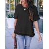 imageBlooming Jelly Womens Chiffon Blouse Summer Casual Round Neck Short Sleeve Pom Pom Shirts TopBlack