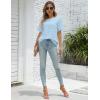 imageBlooming Jelly Womens Chiffon Blouse Summer Casual Round Neck Short Sleeve Pom Pom Shirts TopBlue